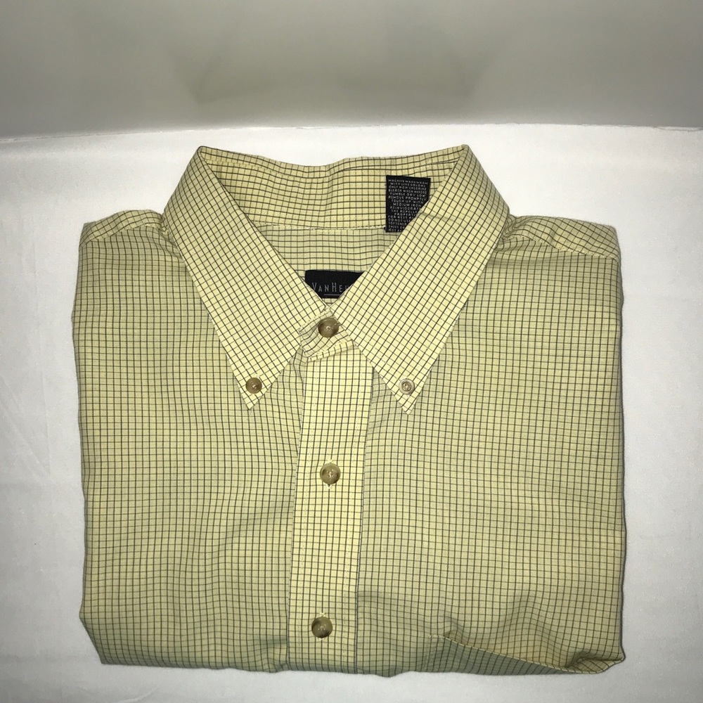 Van Heusen XL Yellow Checkered Shirt Used